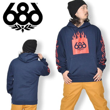 半額 得割50 送料無料 プルオーバーパーカー 686 SIX EIGHT SIX シックスエイトシックス FLAME PULL OVER HOODY メンズ パーカー スノボ スノーボード