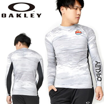 送料無料 長袖 ラッシュガード OAKLEY オークリー メンズ LS Pressure 10.0 迷彩 カモフラ UVカット ラッシュ ガード 水着 スイムウェア サーフィン ボディボード プール 海水浴 ビーチ アウトドア UPF50+ ホワイト 白 FOA400849 186 2020春夏新作 得割20