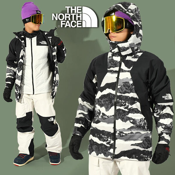 送料無料 ノースフェイス メンズ 3way 中綿 スノーボード ウェア スキー THE NORTH FACE スノーバード トリクライメイト ジャケット Snowbird Triclamete Jacket 山柄 ホワイト NS62310 2023-2024冬新作