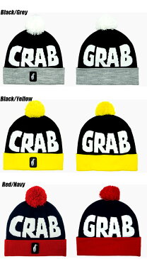 ゆうパケット対応可能！ ポンポン ニット帽 クラブグラブ CRAB GRAB メンズ POM BEANIE 帽子 ニットキャップ ビーニー ロゴ ビーニー 国内正規品 スノーボード スキー スノボ 得割30