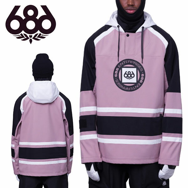 半額 50%off 送料無料 スノーボードウェア 686 SIX EIGHT SIX シックスエイトシックス パープル ブラック WATERPROOF SLAPSHOT HOODY メンズ フーディ ジャケット スノボ スノーボード スノーウェア M3WN131