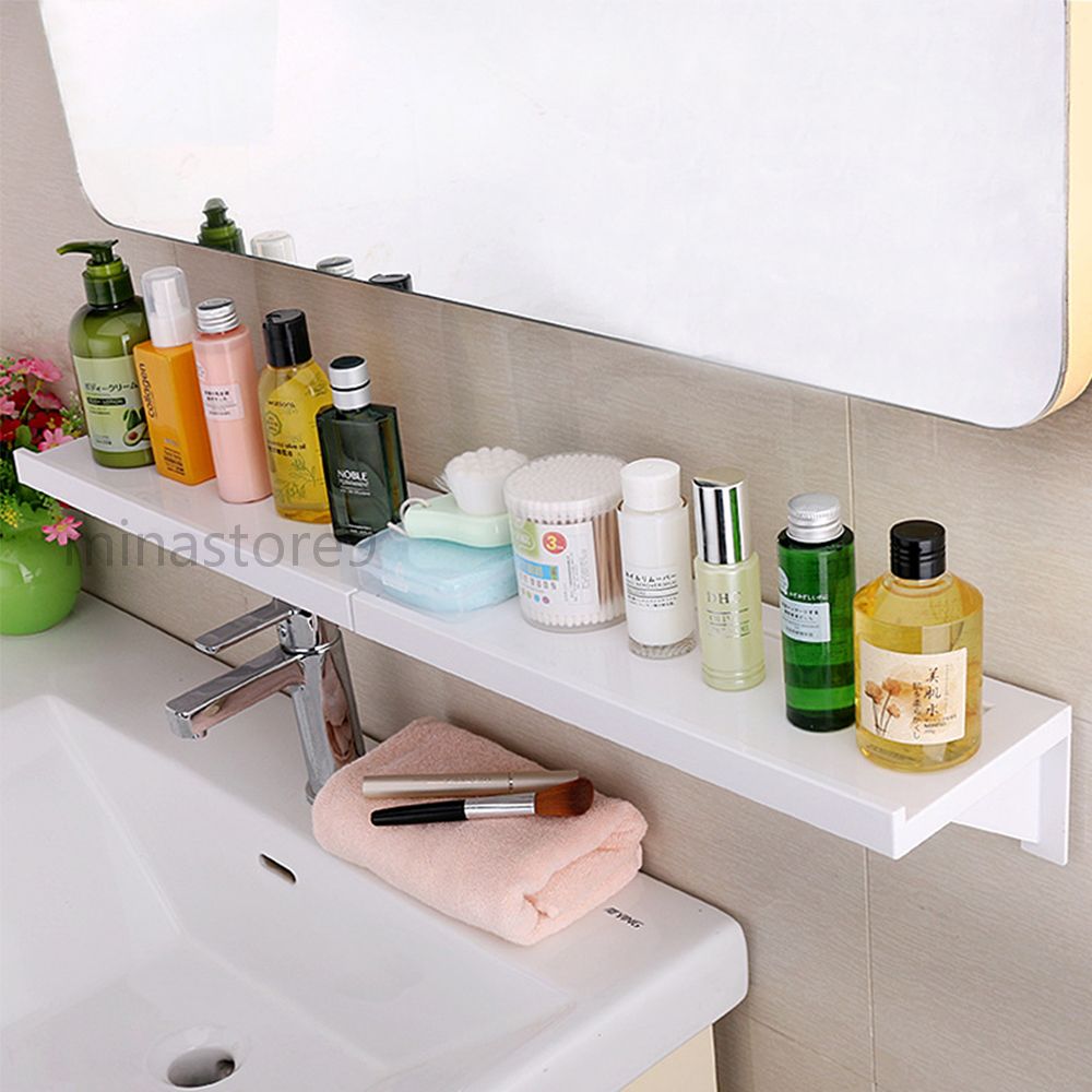 収納棚 洗面所ラック バスルーム 収納 ホルダー 吸盤 粘着式 浴室用ラック ホワイト約38.5×14×9cm 壁 ..