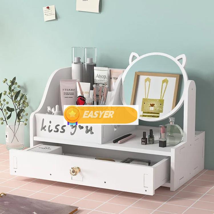 鏡付き メイクボックス 大容量 ドレッサー コスメ メイク コスメボックス 大容量 テーブル デスク 収納..