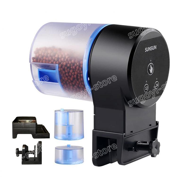 自動給餌器 魚 餌やり器 自動フィーダー 電池式 熱帯魚 金魚 飼育 水族水槽用 2つの取り付け方 定時 配..