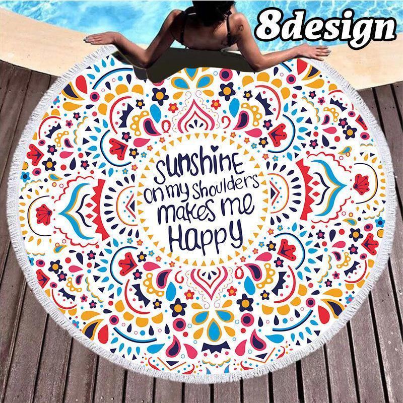 ビーチタオル ビーチマット 円型 丸型 大判 バスタオル タオル ラグ ブランケット 150cm ラウンド 丸い..