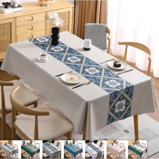 テーブルクロス ビニール 撥水 テーブルカバー 長方形 北欧風 耐熱 すべり止め 長さ調節 撥水加工 おし..