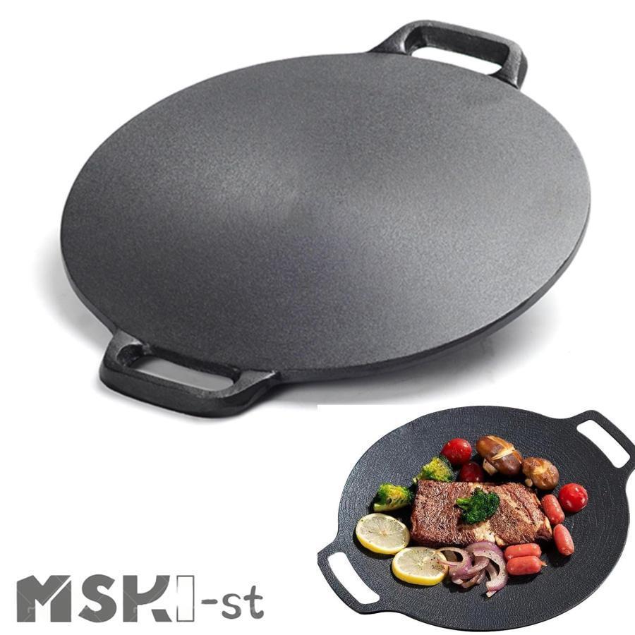 マルチグリドル グリルパン フライパン 直径28 30 32 34 38cm 鋳鉄 クレープパン 6mm極厚、バーベキュ..