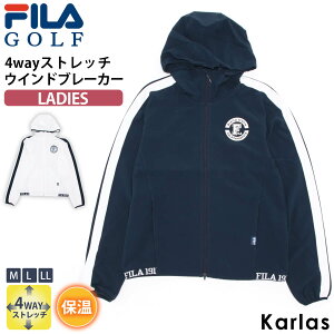 【クーポンで40%OFF】 FILA GOLF フィラゴルフ ゴルフウェア ブルゾン レディース ウインドブレーカー ジャケット ブランド 秋冬 フーディ ハイネック 4way ストレッチ 保温 防寒 防風 M L LL スポーツ アウトドア シンプル おしゃれ 冷え対策 20代 30代 40代 50代 白