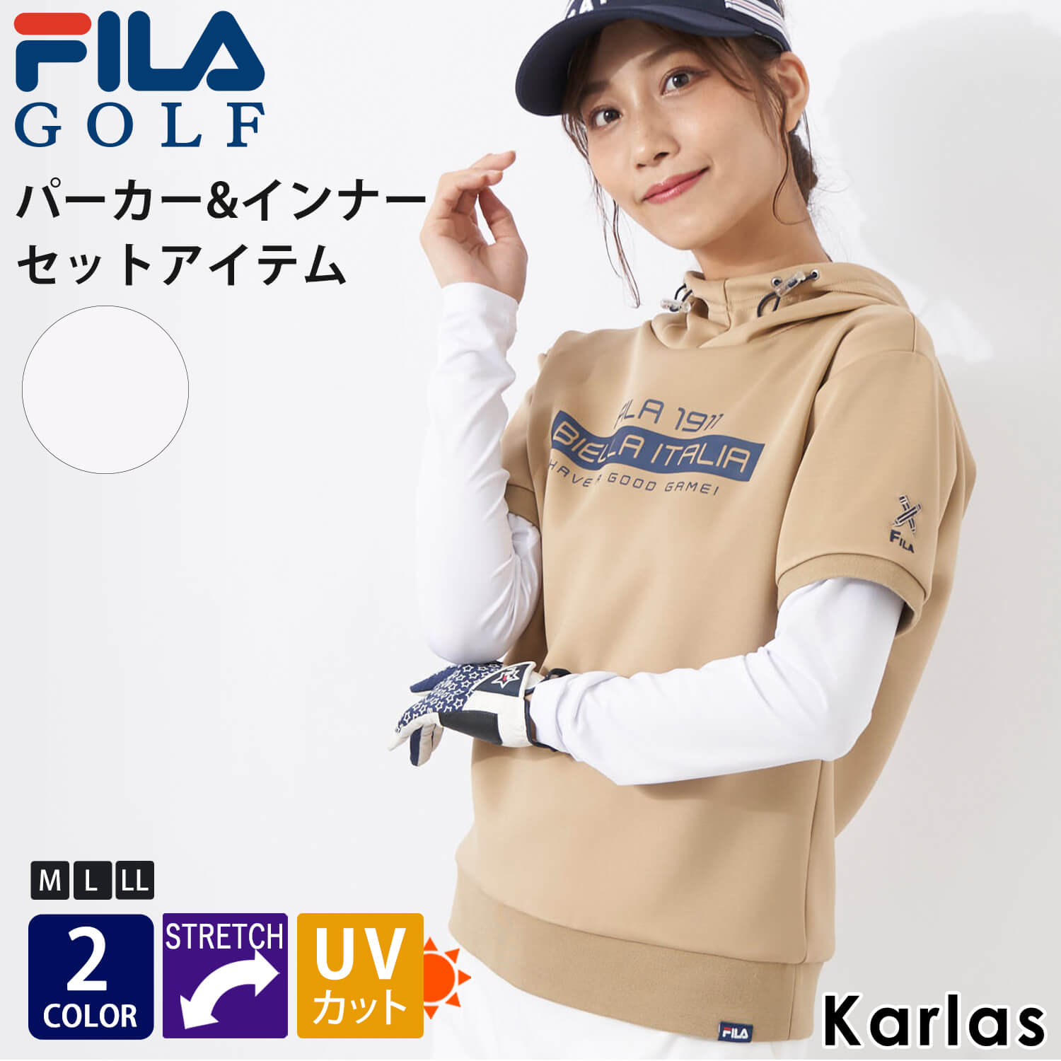 FILA GOLF フィラゴルフ ゴルフウェア レディース パーカー インナー セットアイテム ブランド 秋 冬 フーディ ダンボールニット プルオーバー 長袖 UVカット ストレッチ 防寒 スポーツ アウトドア 毛玉にならない 冷え対策 M L LL 20代 30代 40代 50代