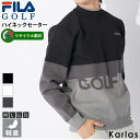 FILA GOLF フィラゴルフ ゴルフウェア セーター 長袖 メンズ タートルネック ニット ブランド 秋 冬 軽量 保温 リサイクル素材 スポーツ 黒 白 ロゴ 刺繍 ゆったり 大きいサイズ M L LL 3L 2023fw GREEN LINE karlas