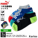 PUMA プーマ 靴下 3足組 キッズソックス ジュニア 男の子 19-21cm 21-23cm 23-25cm ショート丈 甲メッシュ 底パイル 消臭加工 強...