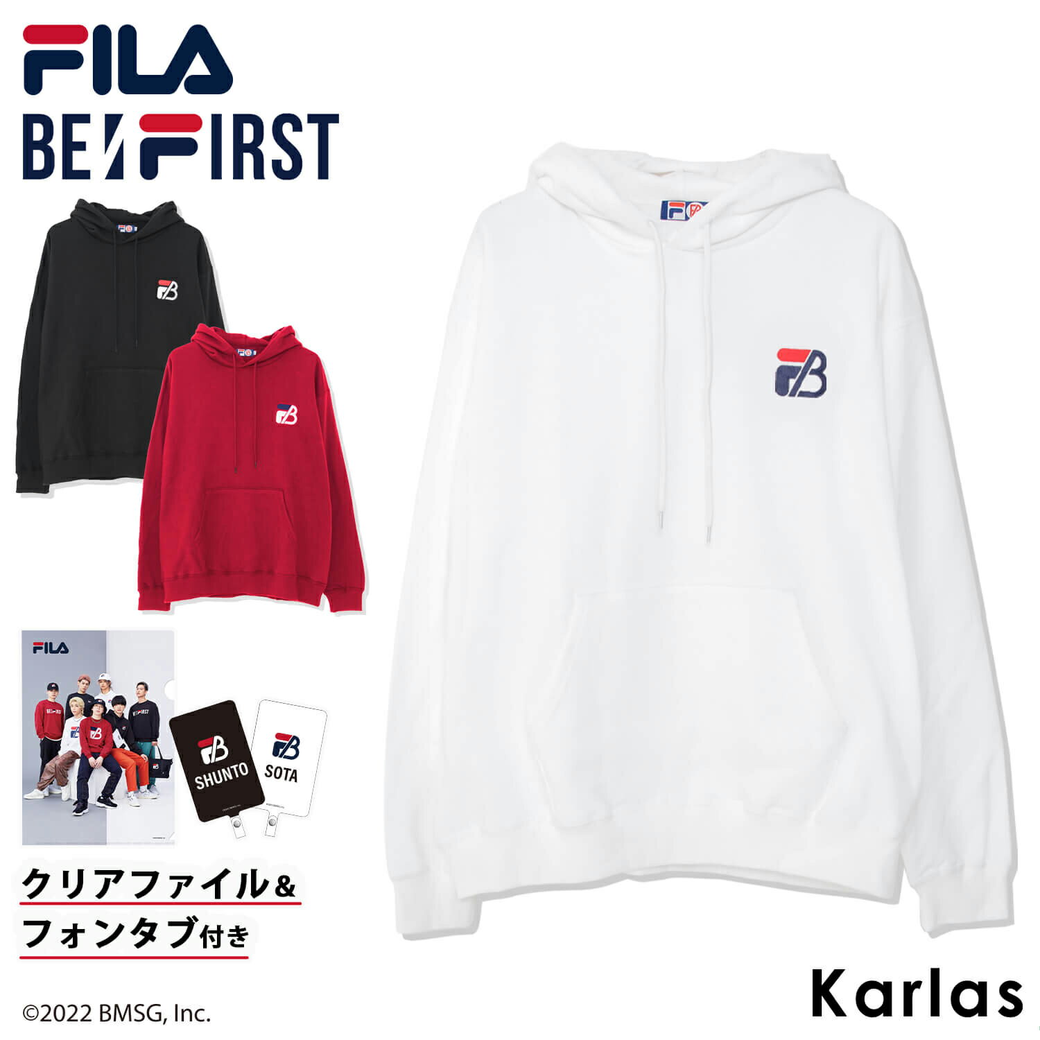 【クーポンで40%OFF】 FILA フィラ BE:FIRST パーカー メンズ レディース ブランド 長袖 プルオーバー 裏毛 フーディー ノベルティ付き 韓国 正規品 ロゴ おしゃれ カジュアル コラボ M L ゆったり ブラック 黒 ホワイト 白 ワイン 赤 学生 高校生 ビーファースト