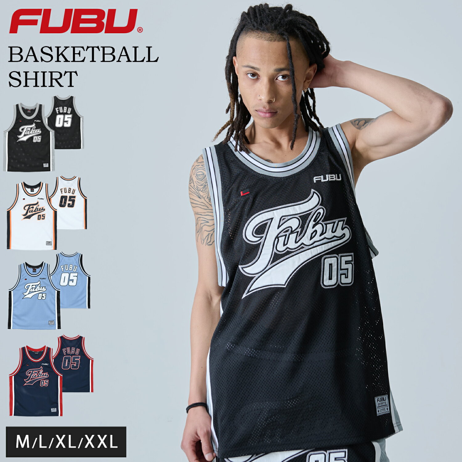 FUBU フブ タンクトップ トップス メンズ メッシュ ドライ 速乾 速乾 重ね着 ブランド ロゴ 刺繍 バスケットタンク 大きいサイズ オーバーサイズ 男女...