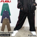 【16日まで クーポンで20 OFF】 FUBU フブ ロングパンツ メンズ レディース ベロアパンツ イージーパンツ トラックパンツ ルーズシルエット ウエストゴム ブランド 秋 冬 ロゴ 刺繍 XL XXL オーバーサイズ アメカジ ユニセックス 男女兼用 ストリート系 黒 2023FW