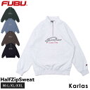 【在庫処分!】 FUBU フブ スウェット メンズ レディース 長袖 トレーナー ハーフジップ ハイネック 裏起毛 トップス ブランド 秋 冬 筆記体 ロゴ 刺...