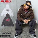 FUBU フブ パーカー メンズ レディース 長袖 スウェット フーディー ジップアップ フルジップ 裏起毛 トップス ブランド 秋 冬 筆記体 ロゴ 刺繍 XL XXL オーバーサイズ アメカジ ユニセックス 男女兼用 ストリート系 黒 2023FW