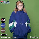 楽天Karlas（カルラス）FILA フィラ アノラック パーカー レディース ジャケット ライトアウター スポーツブランド 春 秋 ロゴ 軽量 軽い 配色切替 ゆったり 大きめ オーバーサイズ ウインドブレーカー アウトドア M L LL 黒 茶色 青 2024ss karlas