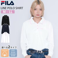 FILA フィラ 長袖 ポロシャツ レディース 鹿の子 綿 コットン ドライ 吸汗速乾 ボタンダウン 無地 ワンポイントロゴ スポーツブランド ゴルフウェア おしゃれ かわいい カジュアル 黒 白 紺 大人 学生 女性 トップス 春 秋 冬 プレゼント outfit