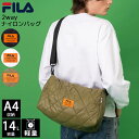 FILA フィラ ショルダーバッグ スポーツブランド 斜め掛け 軽量 メンズ レディース 大容量 パデット キルティング ショルダーベルト パラコードハンドル 2WAY ドラム ショルダーバッグ おしゃれ ロゴ 黒 白 2024FW
