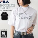 FILA フィラ Tシャツ レディース 半袖 ブランド 綿100% コットン モックネック 無地 春 夏 ワンポイントロゴ M L LL 白 黒 2025ss ...