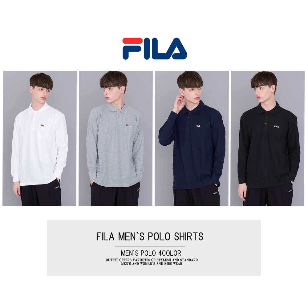 【ポイント5倍】 【ギフトボックス付】 FILA フィラ ポロシャツ メンズ 長袖 鹿の子 ボタンダウン スポーツブランド ゴルフウェア おしゃれ 綿100％ ドライ 無地 ロゴ刺繍 胸ポケット付き トップス カジュアル 白 黒 ホワイト グレー ネイビー 敬老の日 プレゼント M L LL