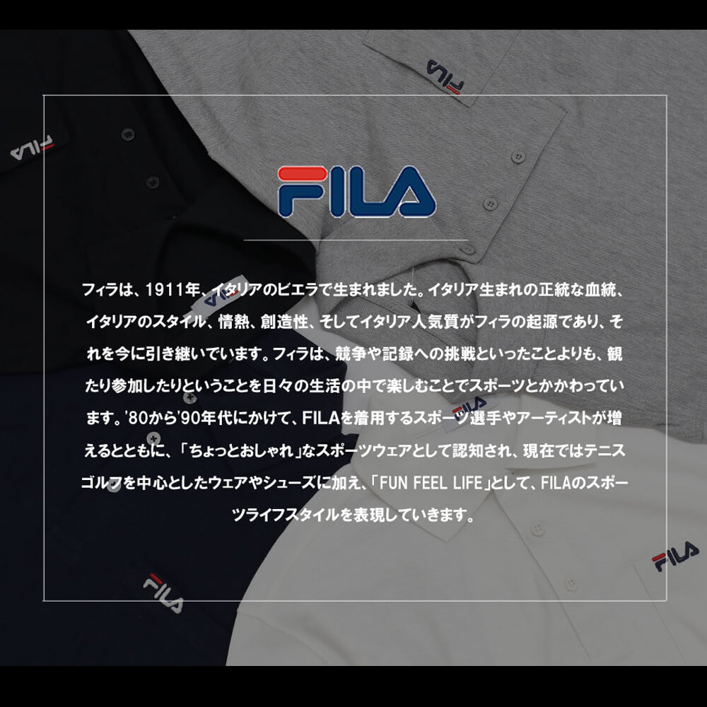 【ポイント5倍】 【ギフトボックス付】 FILA フィラ ポロシャツ メンズ 長袖 鹿の子 ボタンダウン スポーツブランド ゴルフウェア おしゃれ 綿100％ ドライ 無地 ロゴ刺繍 胸ポケット付き トップス カジュアル 白 黒 ホワイト グレー ネイビー 敬老の日 プレゼント M L LL