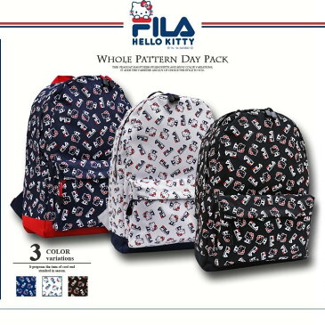 FILA フィラ リュック レディース 総柄 デイパック ハローキティ キティ キティちゃん ボックス型リュック サンリオグッズ サンリオ ブランドコラボ おしゃれ Hello Kitty プレゼント outfit
