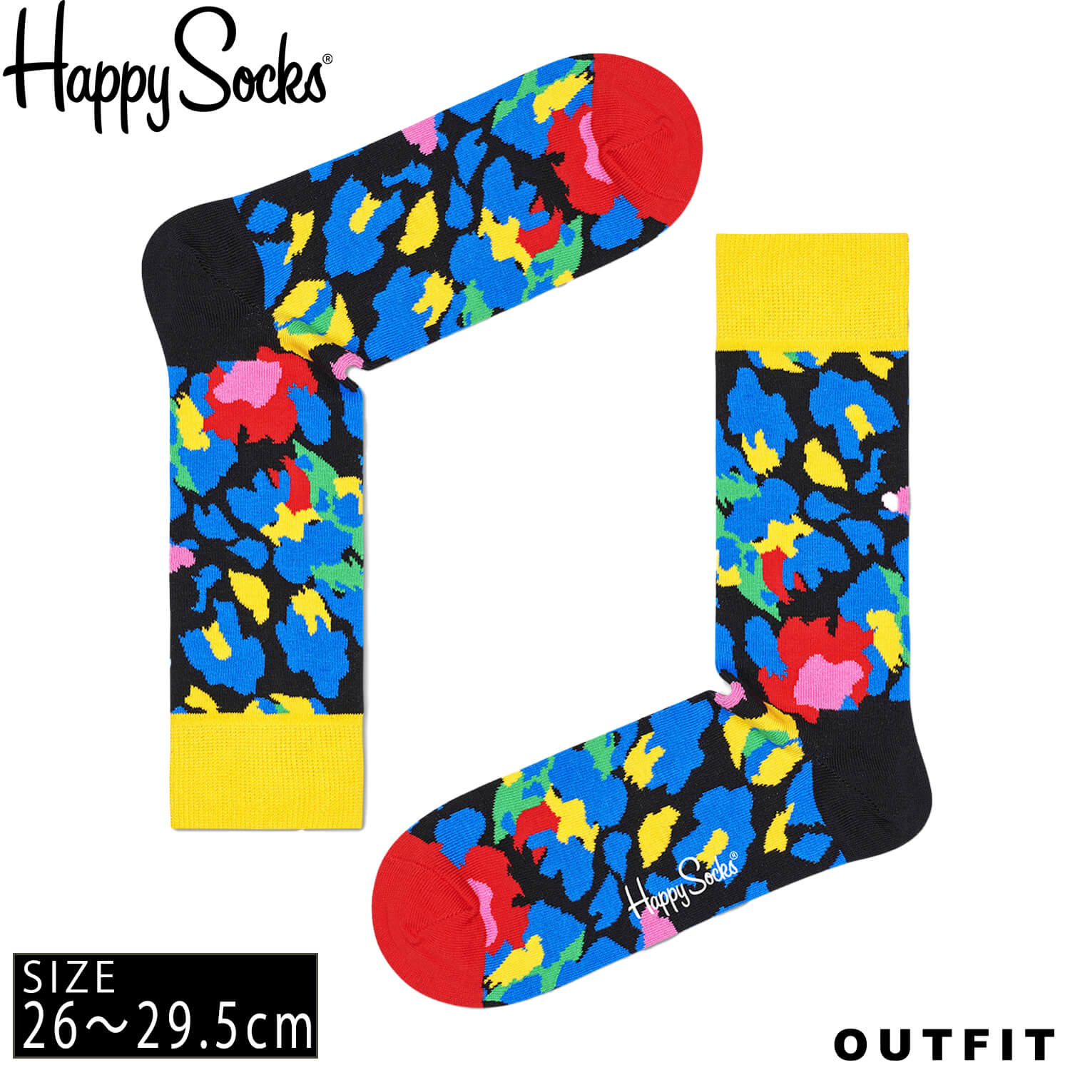 楽天Karlas（カルラス）HappySocks ハッピーソックス メンズ 靴下 クルー丈 クルーソックス 総柄 派手 カラフル ソックス ユニセックス 男性 紳士 綿混 かわいい おしゃれ ブランド ブランドロゴ 大きいサイズ パターン 配色切替 ブラック デイリー スポーツ プレゼント ギフト karlas