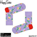 楽天Karlas（カルラス）HappySocks ハッピーソックス メンズ 靴下 クルー丈 クルーソックス 総柄 派手 花柄 カラフル ソックス ユニセックス 男性 紳士 綿混 かわいい おしゃれ ブランド ブランドロゴ 大きいサイズ 切替 切替配色 フラワー 紫 デイリー スポーツ プレゼント ギフト karlas