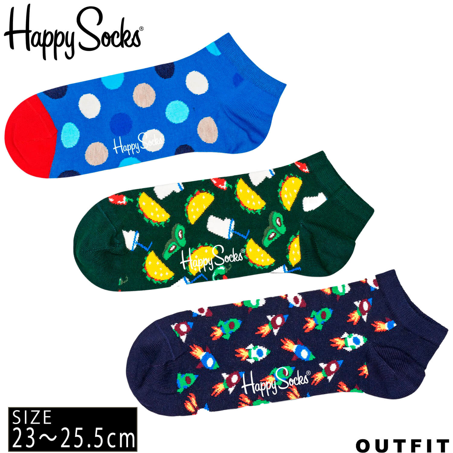 【クーポンで10 OFF】 HappySocks ハッピーソックス レディース 靴下 アンクレット丈 スニーカーソックス 総柄 派手 カラフル ソックス ユニセックス 女性 綿混 かわいい おしゃれ ブランド ブランドロゴ デイリー スポーツ プレゼント ギフト