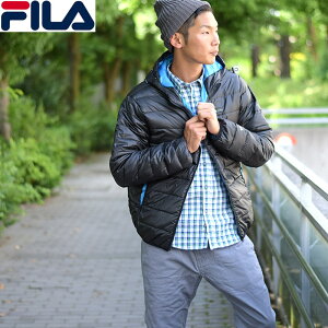 【ポイント5倍】 FILA フィラ ダウンジャケット ライトダウン メンズ ショート 軽量 軽量ダウン ブランド ショート丈 アウター 収納ポーチ 防寒 暖かい 秋 冬 ファッション 通勤 通学 アウトドア 黒 outfit ギフト