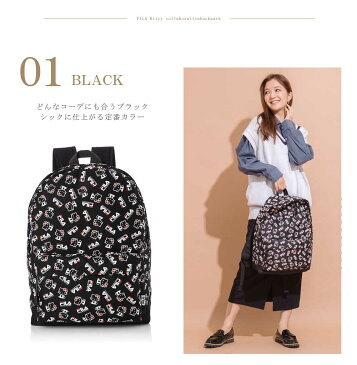 FILA フィラ リュック レディース 総柄 デイパック ハローキティ キティ キティちゃん ボックス型リュック サンリオグッズ サンリオ ブランドコラボ おしゃれ Hello Kitty プレゼント outfit