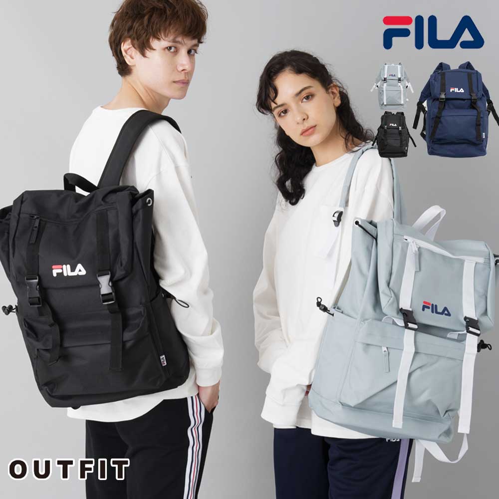 リュック FILA フィラ 大容量 23L 通学 リュックサック 高校生 中学生 キッズ 女子 男子 レディース メンズ 黒 ネイビー グレー ユニセックス 男女兼用 バックパック バッグ 通勤 スクールリュック a4 軽量 ロゴ ギフト デイパック かばん