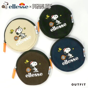 スヌーピー コーデュロイラウンドパスケース エレッセ ピーナッツ ellesse peanuts 財布 小銭入れ ポーチ コインケース コンパクト ミニ 薄い 丸形 オシャレ 小物入れ かわいい 小学生 中学生 高校生 大人向け レディース 女の子 女子 実用的 ポイント消化 ギフト