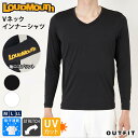 LOUDMOUTH ラウドマウス Vネック インナーシャツ ゴルフウェア 長袖Tシャツ メンズ トップス 吸汗速乾 UVカット 日焼け対策 ドライ ベア天素材 ストレッチ 防寒 ブランド シンプル 無地 ロゴ スポーツウェア 白 黒 春 秋 冬 プレゼント karlas その1