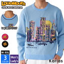 LOUDMOUTH ラウドマウス メンズ レディース セーター ゴルフウェア ブランド 秋 冬 ロゴ クルーネック プルオーバー トップス 防寒 大きいサイズ カジュアル 黒 水色 ピンク outfit その1