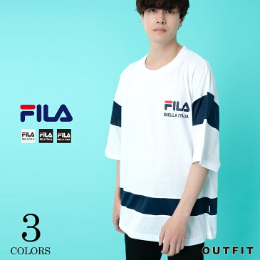 FILA フィラ メンズ メッシュ切替Tシャツ レディースTシャツ 高校生 中学生 小学生 スポーツブランド女の子 かっこいい かわいい おしゃれ メッシュ半袖 切り替え ブランド tシャツ キッズ カジュアル ペア お揃い outfit 実用的 ギフト