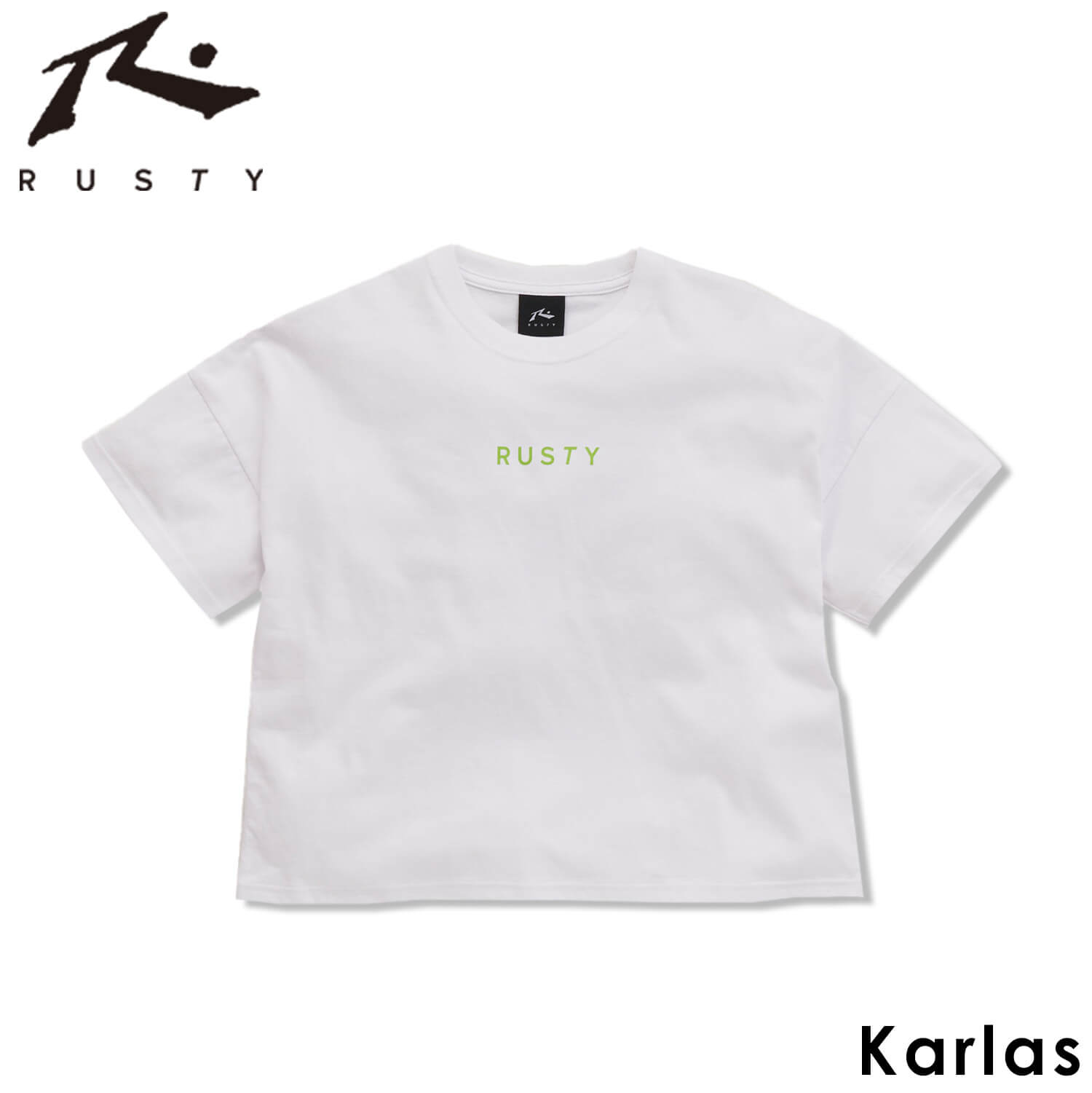 【在庫処分!】 Tシャツ キッズ 半袖 RUSTY ラスティ ブランド 春 夏 ジュニア 男の子 女の子 吸水速乾 ブランド ロゴ バックプリント グラフィック クルーネック 白 黒 120 130 140 150