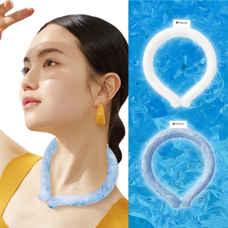 在庫処分 クールネックリング 2色セット ネッククーラー 首掛け アイスネックリング ネックリング 暑さ対策 外出 首 冷感 ひんやりグッズ 冷却グッズ ブルー＋ホワイト