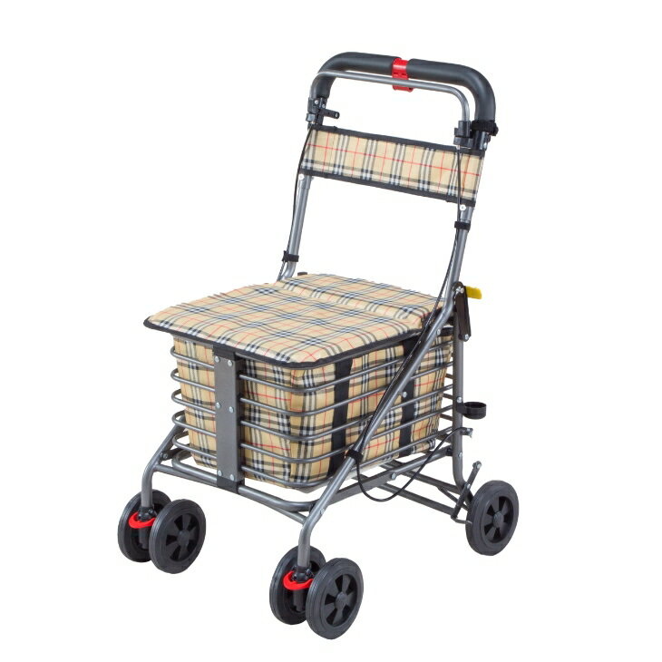 ショッピングカート SG認定 腰掛け付き カート 4輪 手押し車 折りたたみ