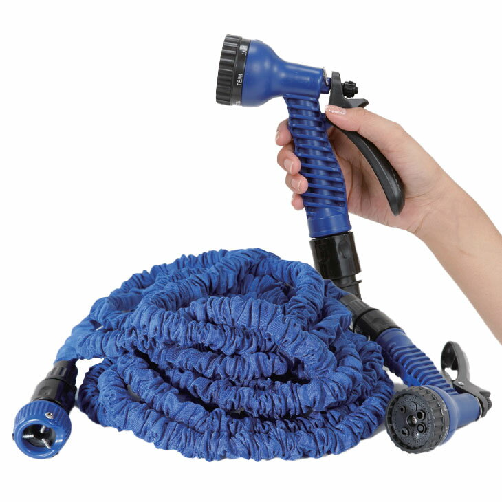 約3倍に伸びる伸縮ホース 水撒き 庭 水まき 洗車 水やり ホース 軽い 軽量 長い