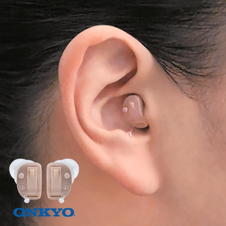 ONKYO オンキョー 耳穴式デジタル補聴器 両耳セット 左右セット 補聴器 耳あな型 予備電池24個付き 正規品 1年間保証