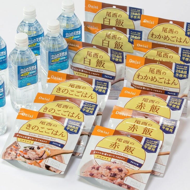 非常保存食 和風ごはんセット 保存食100g×12袋 4種 各3袋 保存水500ml×6本 1