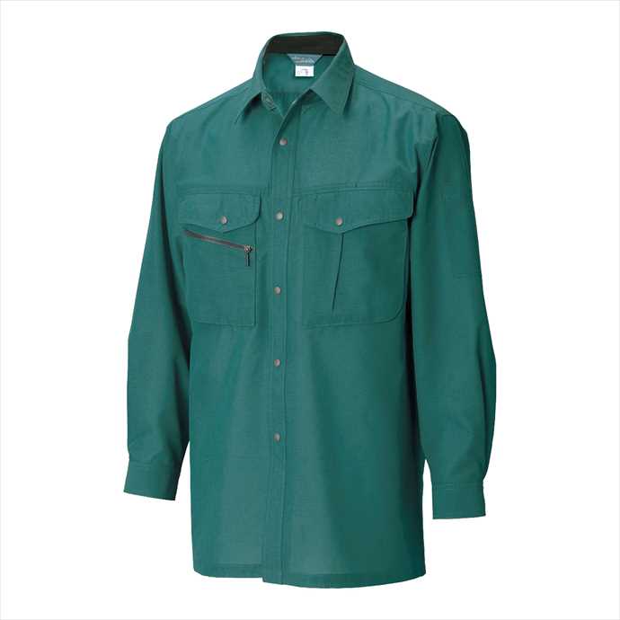 TS DESIGN (TSデザイン) 長袖シャツ グリーン 7105 2002 作業服 ユニフォーム TOP SHALETON