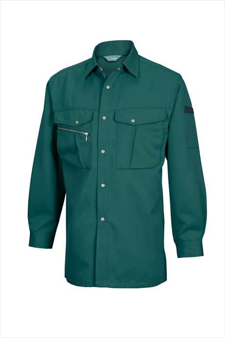 Long-Sleeved - TS DESIGN (TSデザイン) 長袖シャツ グリーン 7115 2002 作業服 ユニフォーム TOP SHALETON