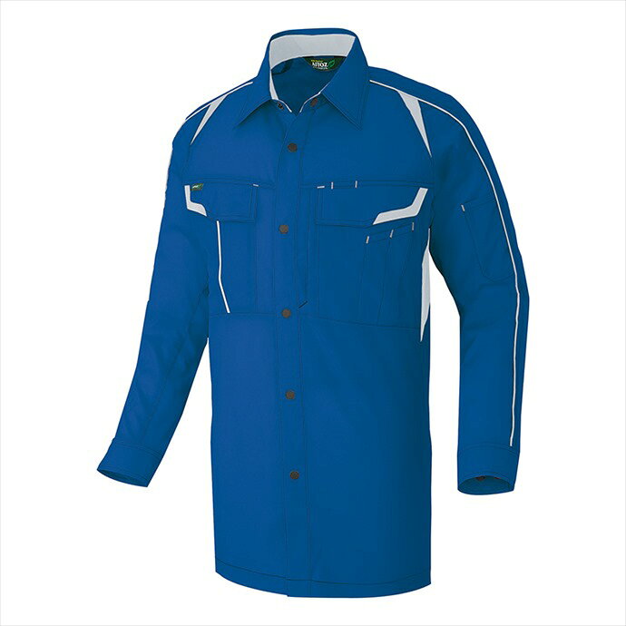 AITOZ アイトス 長袖シャツ(男女兼用) ブルー×シルバーグレー 1935 ウェア メンズ レディース