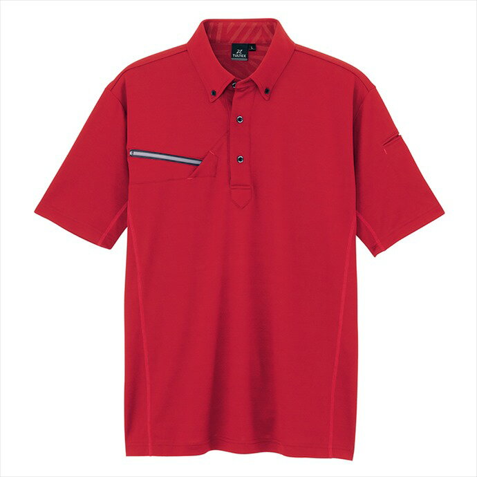 AITOZ アイトス 半袖ボタンダウンポロシャツ(男女兼用) レッド 551046 ウェア メンズ レディース