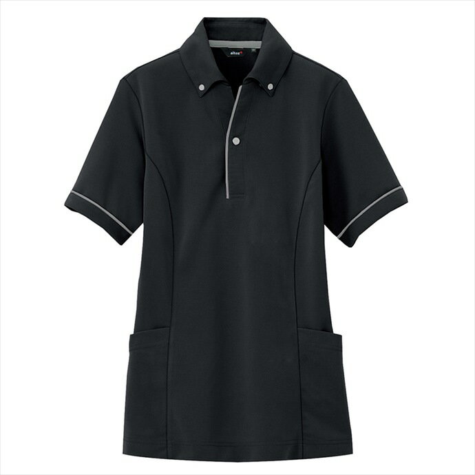 AITOZ アイトス サイドポケット半袖ポロシャツ(男女兼用) ブラック 7668 ウェア メンズ レディース