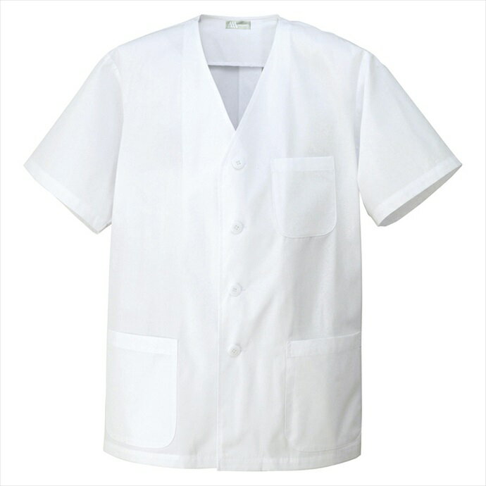 アイトス AITOZ メンズ衿ナシ半袖調理着 メンズ HH322 101.ピュアホワイト 作業着 作業服