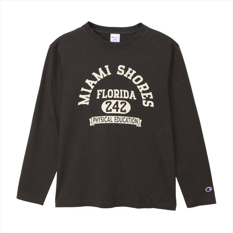 乐天商城 - 長袖Tシャツ チャンピオン Champion LONG SLEEVE T-SHIRT ウェア メンズ ユニセックス ベーシック C3-D411 055.オフブラック